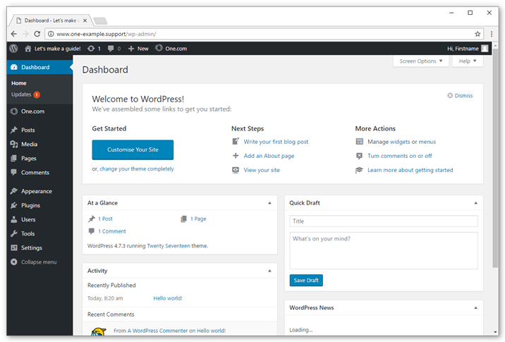 WordPress has now been installed, get ready to start adding content