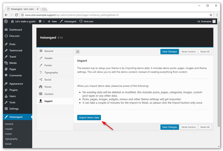 Import demo data to your theme to make it easier to get started