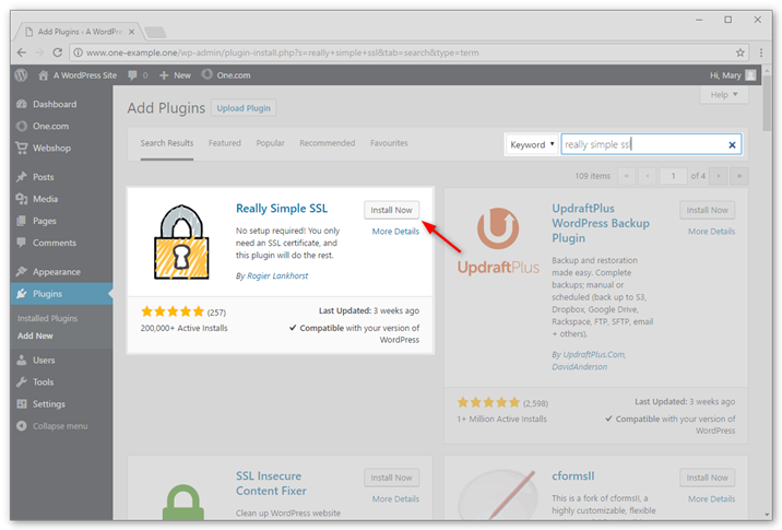 Install the plugin Really Simple SSL