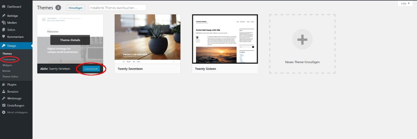 Customizer-Button zum WordPress-Themes anpassen