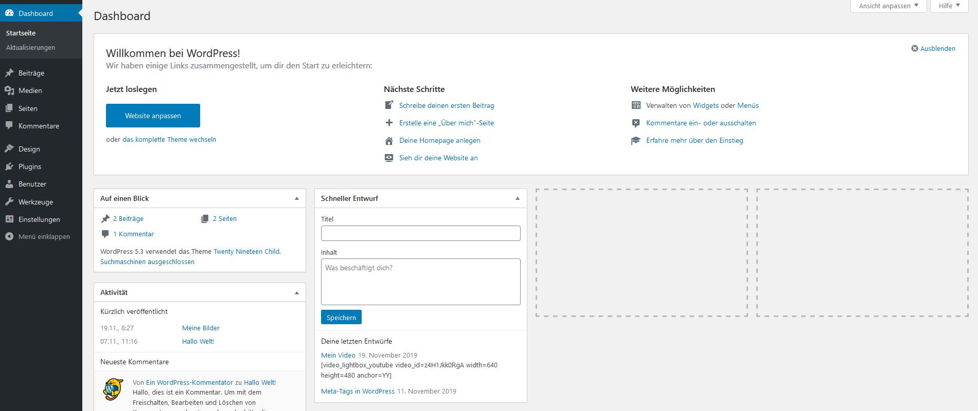 WordPress-Tutorial: Das Dashboard